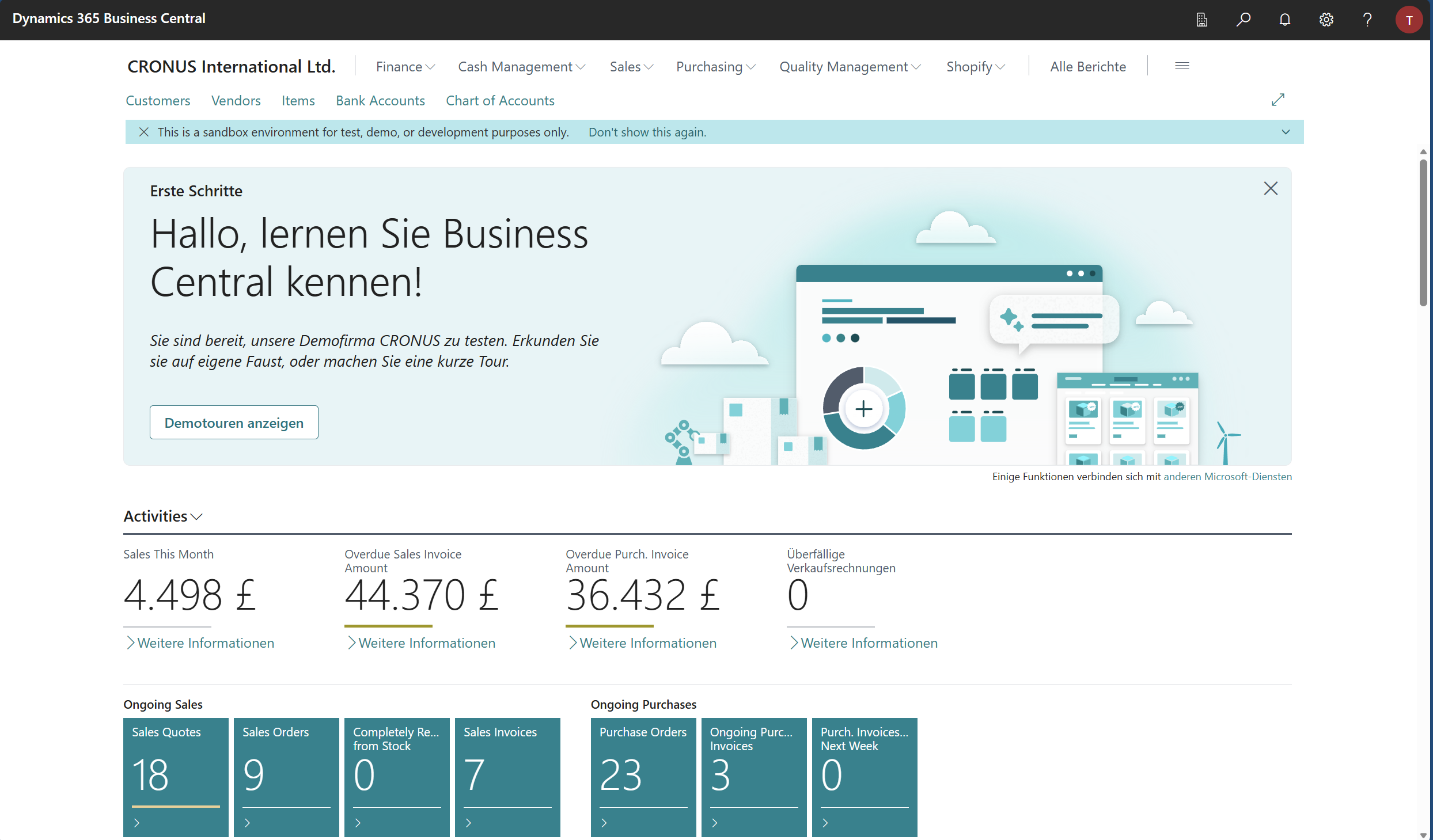 Screenshot of the BC start screen