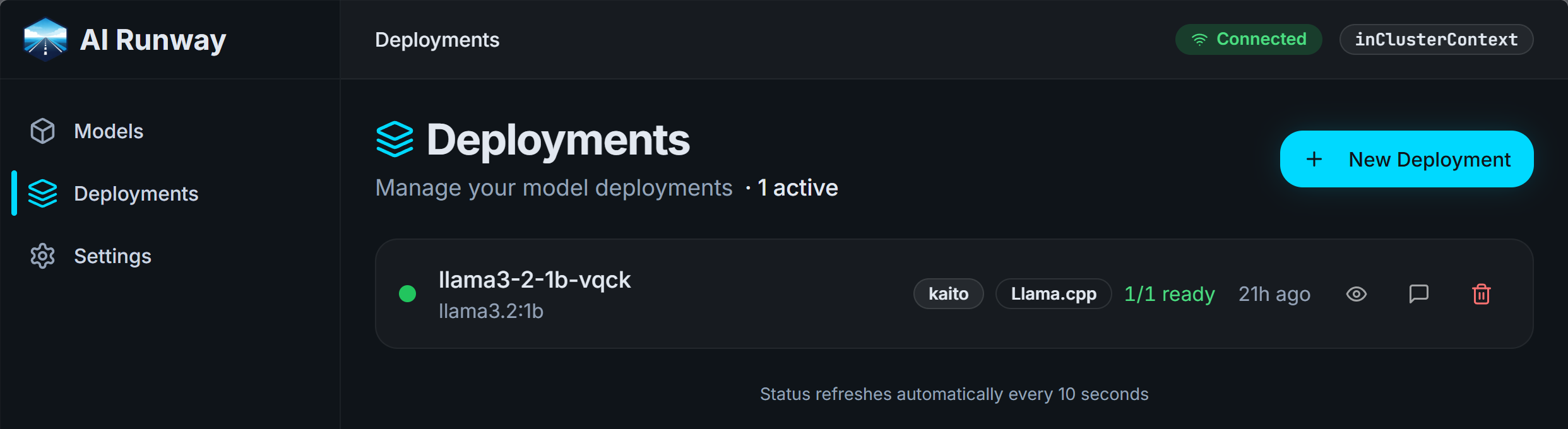 screenshot of a successful KAITO deployment