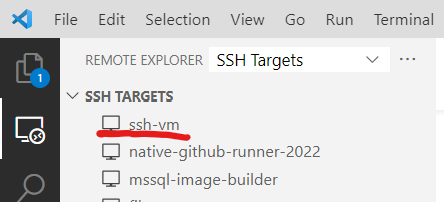 Screenshot of VS Code remote dev SSH targets