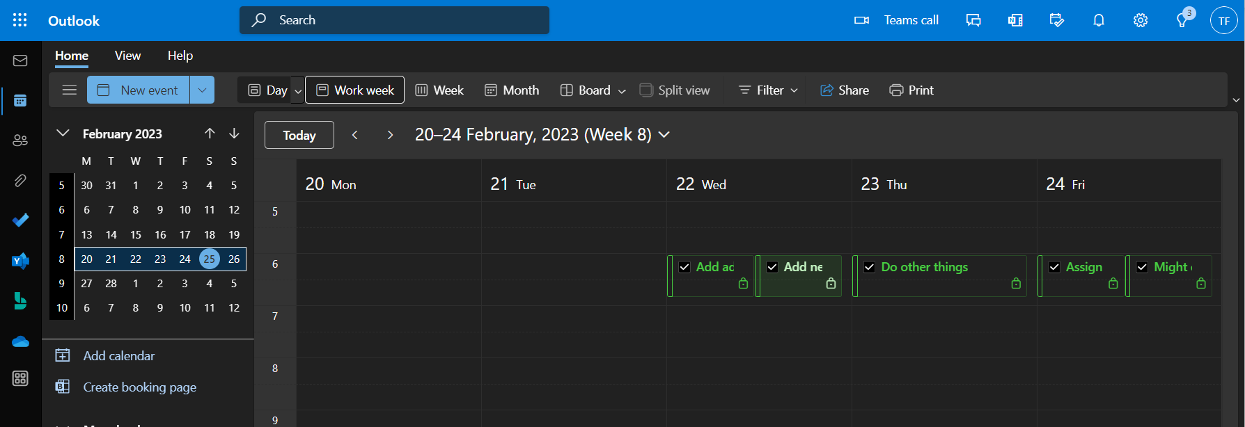 tasks in the outlook calendar after importing with the flow