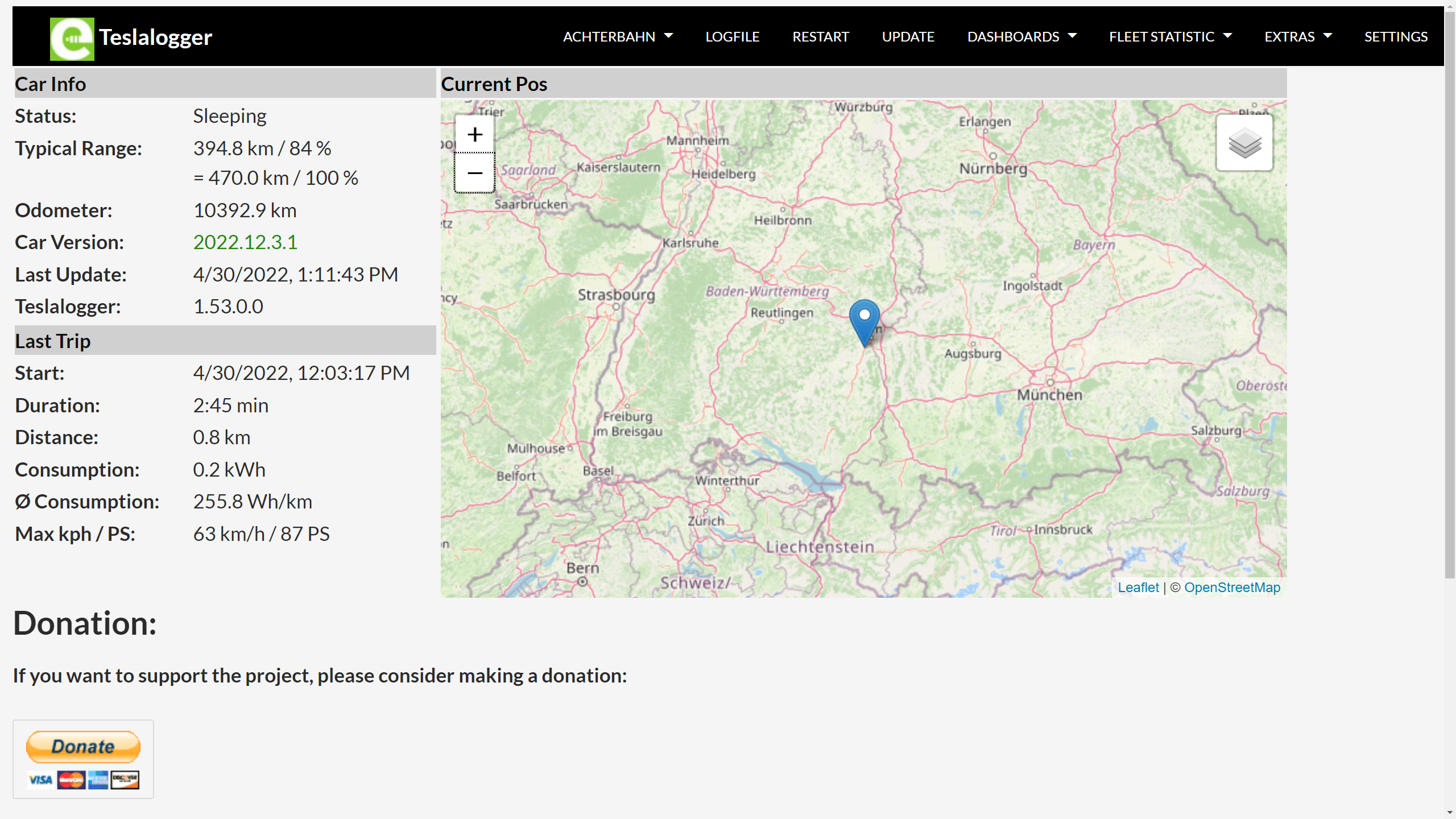 Running Teslalogger with Portainer